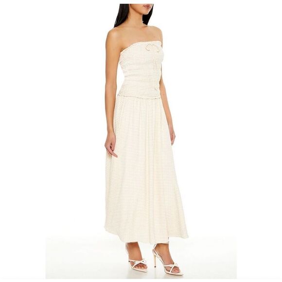 NWT New Striped Strapless Maxi Dress Med - Picture 1 of 5